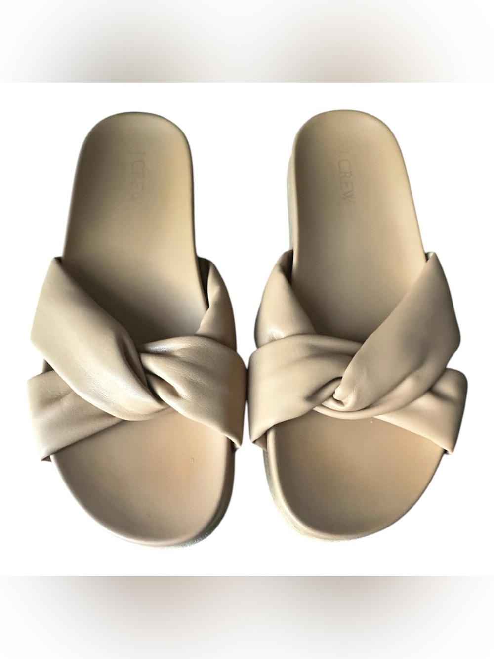 J. Crew Cross Strap Pool Slides Light Camel Sandals